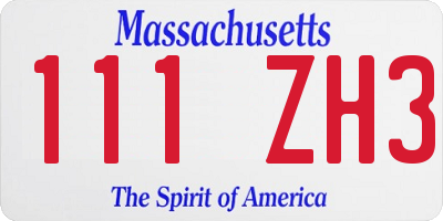 MA license plate 111ZH3