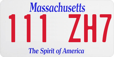MA license plate 111ZH7