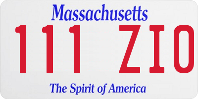 MA license plate 111ZI0