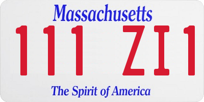 MA license plate 111ZI1