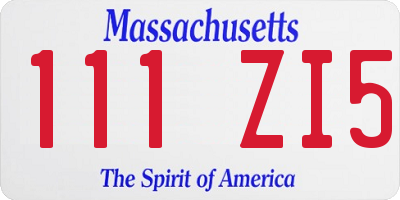 MA license plate 111ZI5