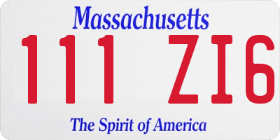 MA license plate 111ZI6