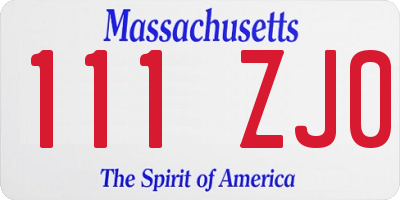 MA license plate 111ZJ0