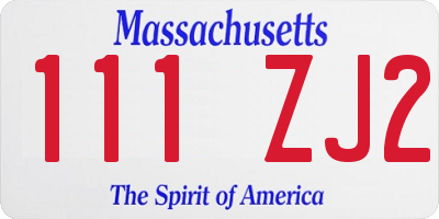 MA license plate 111ZJ2