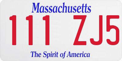 MA license plate 111ZJ5