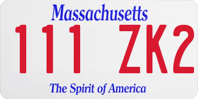 MA license plate 111ZK2