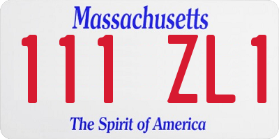 MA license plate 111ZL1