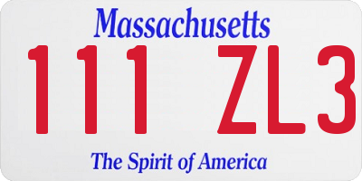 MA license plate 111ZL3