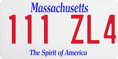 MA license plate 111ZL4