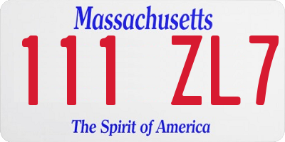 MA license plate 111ZL7