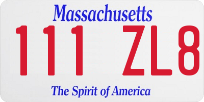 MA license plate 111ZL8