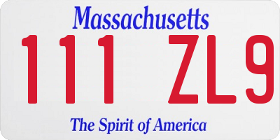 MA license plate 111ZL9