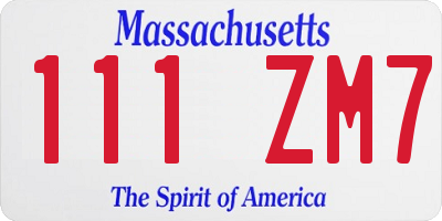 MA license plate 111ZM7