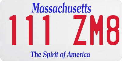 MA license plate 111ZM8