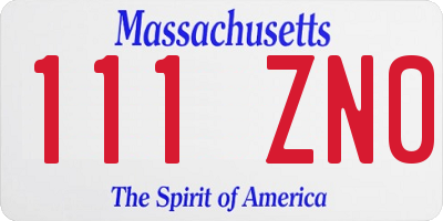 MA license plate 111ZN0