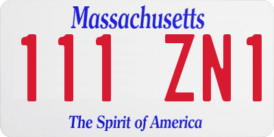 MA license plate 111ZN1