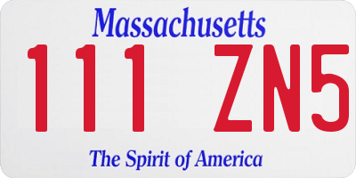 MA license plate 111ZN5