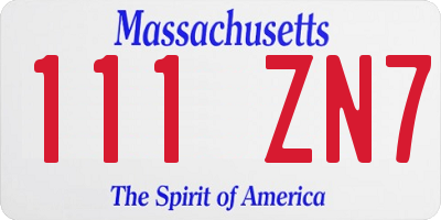 MA license plate 111ZN7