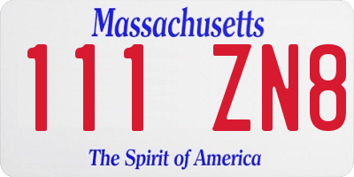 MA license plate 111ZN8