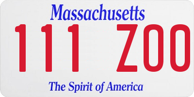 MA license plate 111ZO0