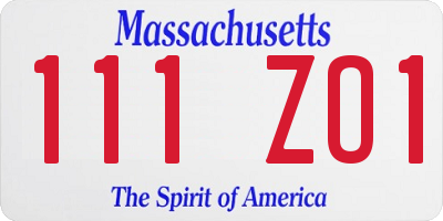 MA license plate 111ZO1