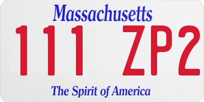 MA license plate 111ZP2