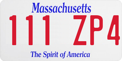 MA license plate 111ZP4