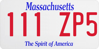 MA license plate 111ZP5