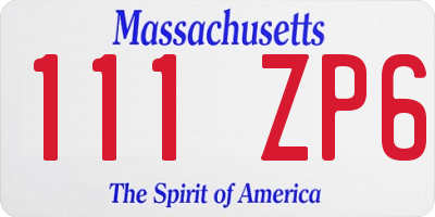 MA license plate 111ZP6