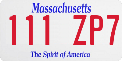 MA license plate 111ZP7