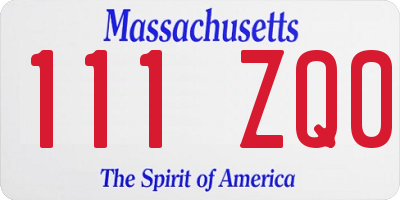 MA license plate 111ZQ0