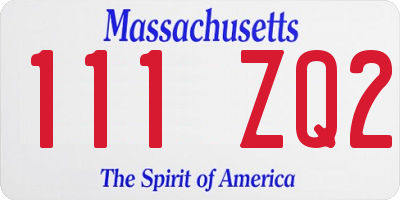 MA license plate 111ZQ2