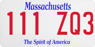 MA license plate 111ZQ3