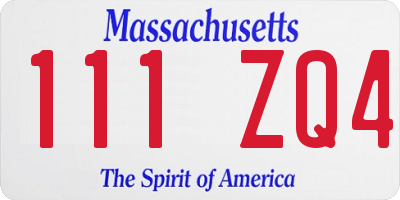 MA license plate 111ZQ4