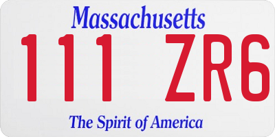 MA license plate 111ZR6