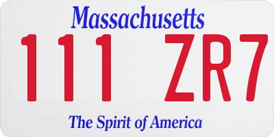 MA license plate 111ZR7