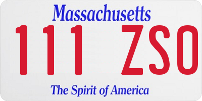 MA license plate 111ZS0