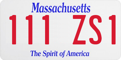 MA license plate 111ZS1