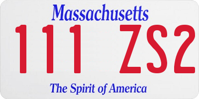 MA license plate 111ZS2