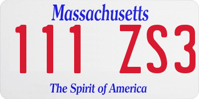 MA license plate 111ZS3