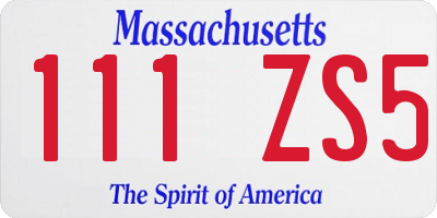 MA license plate 111ZS5
