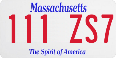 MA license plate 111ZS7