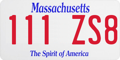 MA license plate 111ZS8