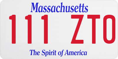 MA license plate 111ZT0