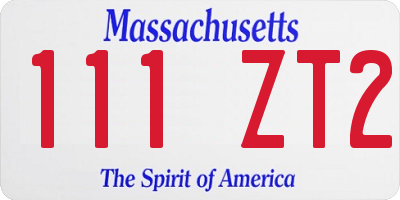 MA license plate 111ZT2