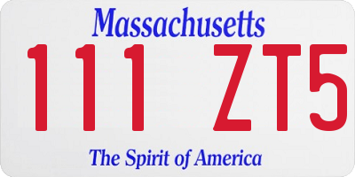 MA license plate 111ZT5