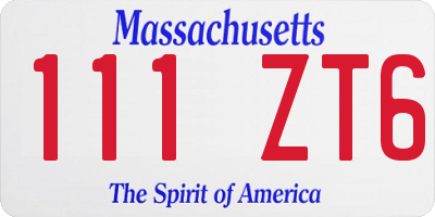 MA license plate 111ZT6