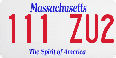 MA license plate 111ZU2