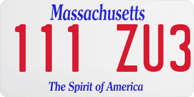 MA license plate 111ZU3