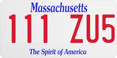 MA license plate 111ZU5